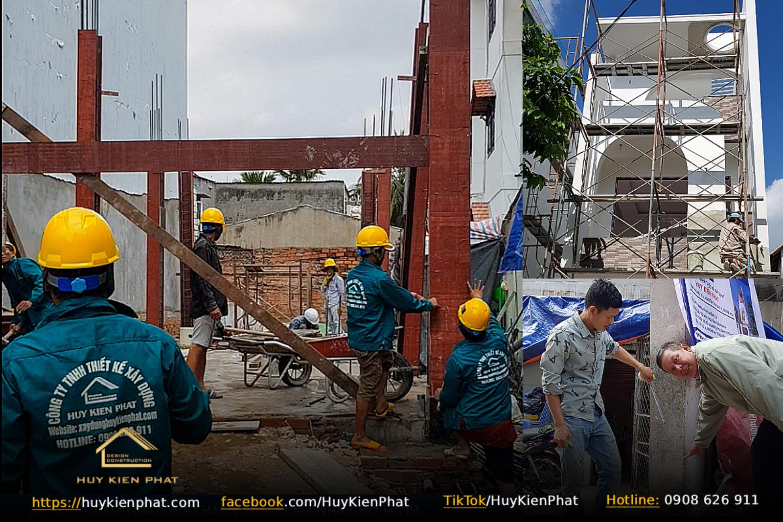 Thi công cột nhà phố 3 tầng Huy kiến phát