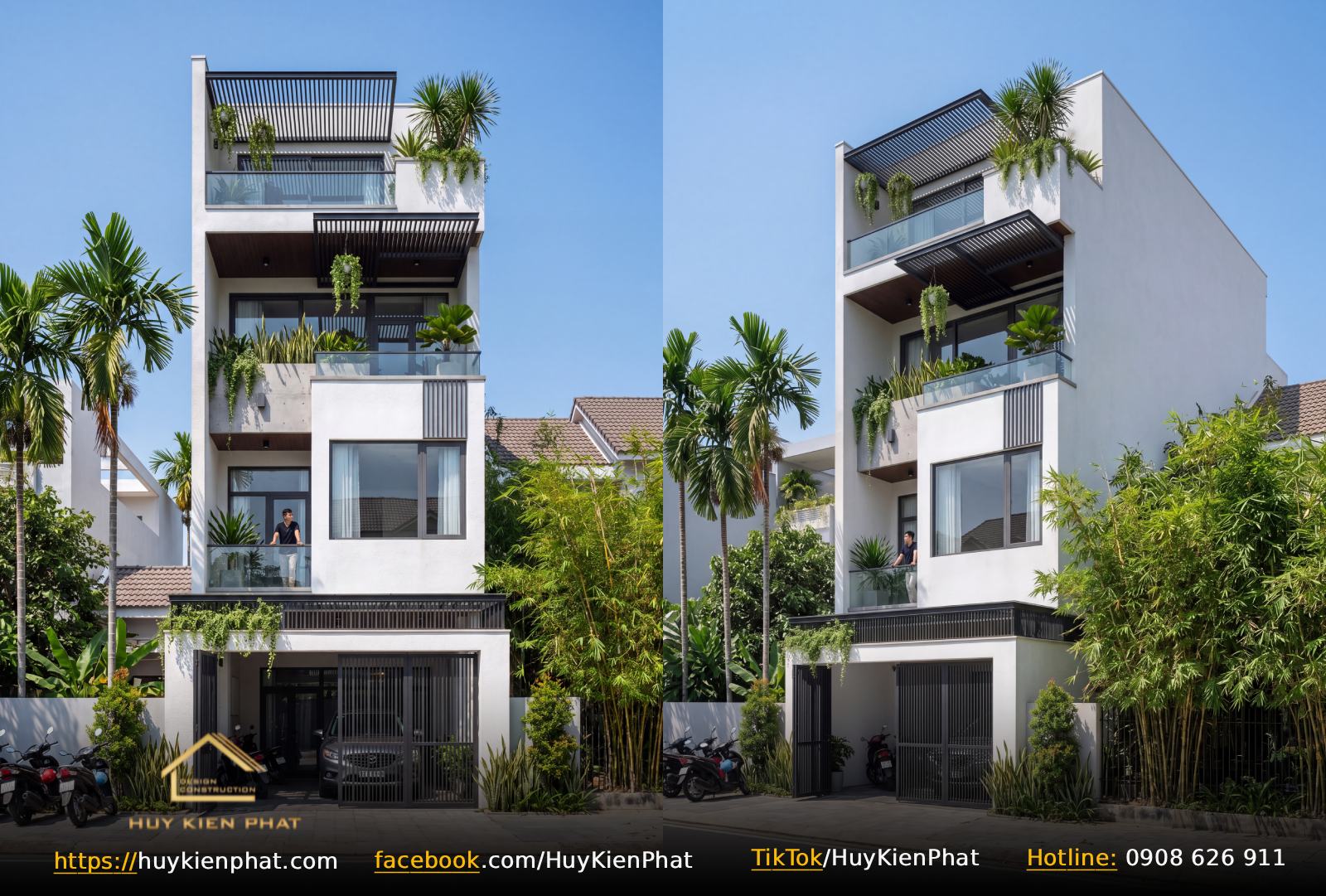 Thiết kế nhà phố hiện đại 4 tầng